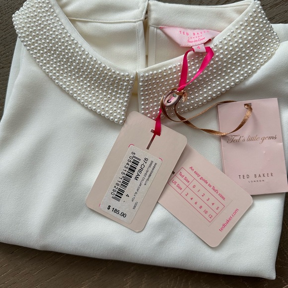 Ted Baker Tops - Ted Baker Pearl-Embellished White Blouse